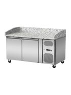 Pizza cooling table, granite pink-grey, 2 doors, 151 x 80 Cooling top GN1/4 with glass
