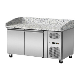 Pizza cooling table, granite pink-grey, 2 doors, 151 x 80 Cooling top GN1/3 with glass