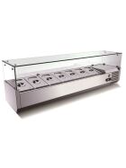 Pizza cooling table, pink-grey granite, 2 doors 7 uncorked drawers, 203 x 80 GN1/3 cooling top with glass