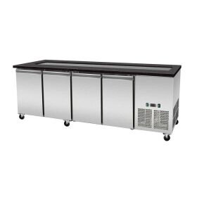 SNACK-Line, cold counter, 6x GN1/1, granite Star Galaxy black, WITHOUT glass superstructure 223x82x85.5