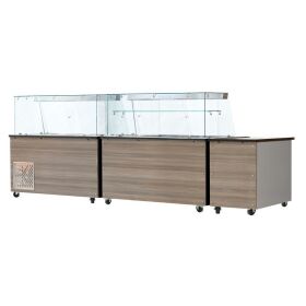 SNACK-Line, cold counter, 6x GN1/1, granite Star Galaxy black, WITHOUT glass superstructure 223x82x85.5
