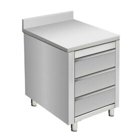 Stainless steel work cabinet, with upstand, 50 x 70