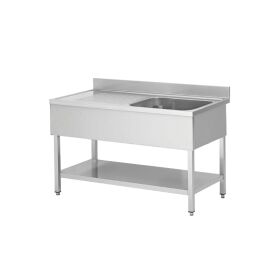 Stainless steel sink unit, one bowl right, 100 x 60