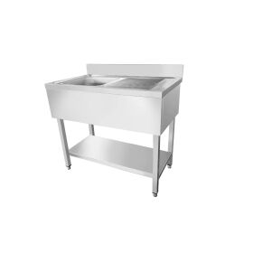Stainless steel sink unit, one bowl left, 100 x 70