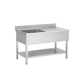 Stainless steel sink unit, one bowl left, 120 x 60