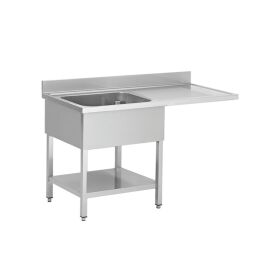 Stainless steel sink center, one bowl left, 120 x 60