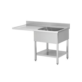 Stainless steel sink center, one bowl right, 120 x 60