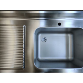 Stainless steel sink center, one bowl right, 120 x 70