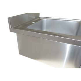 Stainless steel sink unit, two basins center, 140 x 60