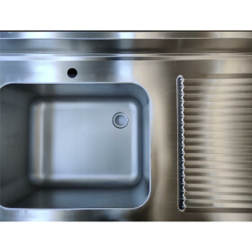 Stainless steel sink center, one bowl left, 140 x 60