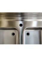Stainless steel sink center, two bowls left, 160 x 60