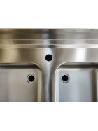 Stainless steel sink center, two bowls right, 160 x 70