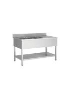 Stainless steel sink unit, two bowls left, 180 x 70
