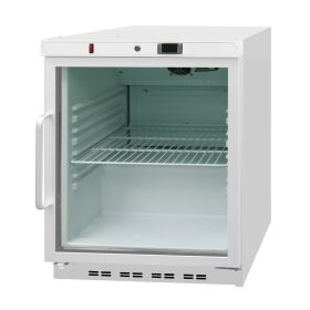 Storage refrigerator with glass door, capacity 140 liters