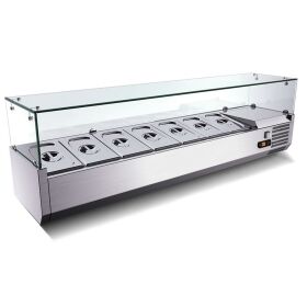 Refrigerated display case GN 1/4, 140 x 34, glass top