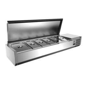 Refrigerated display case GN 1/4, 140 x 34, stainless steel lid