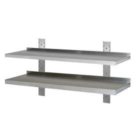 Wall shelf, stainless steel reinforced, 2 shelves, 100x40