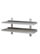 Wall shelf, stainless steel reinforced, 2 shelves, 120x30