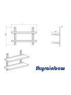 Wall shelf, stainless steel reinforced, 2 shelves, 140x40