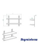 Stainless steel wall shelf, 2 shelves, 150x30