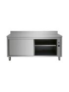 Stainless steel heating cabinet with backsplash, 140 x 60