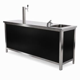 Brauerei Klapptheke mit Edelstahluntergestell & Oberfläche, Tiefgezogen, Ledergenarbt in 2000x600 /2000x700mm
