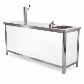 Brauerei Klapptheke mit Edelstahluntergestell & Oberfläche, Tiefgezogen, Ledergenarbt in 2000x600 /2000x700mm