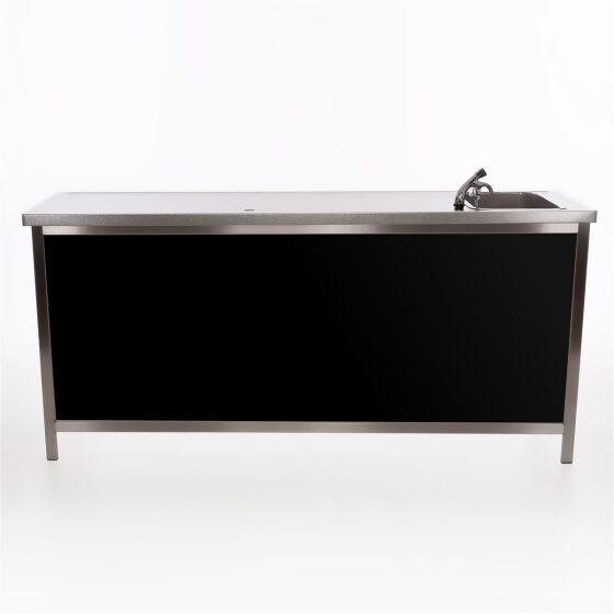 Brewery folding counter made of stainless steel & CNS surface 2m 0.6m white without basin cutout