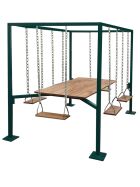 Rocking table for 6 people with oak wood and powder-coated steel frame in your desired RAL color