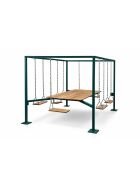 Rocking table for 6 people with oak wood and powder-coated steel frame in your choice of RAL color