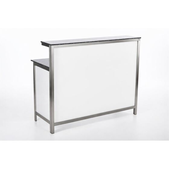GDW long drink counter made of stainless steel, 1.5 m, white PE granite