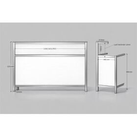 GDW long drink counter made of stainless steel, 1.5 m, white PE granite