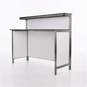 GDW long drink counter made of stainless steel, 1.5 m, white PE granite