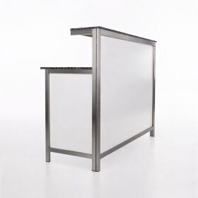 GDW long drink counter made of stainless steel, 1.5 m, white PE granite