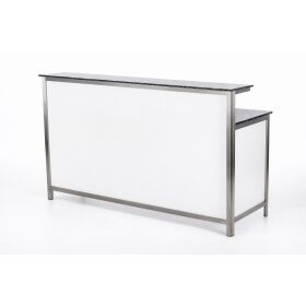 GDW long drink counter made of stainless steel, 1.5 m, white PE granite