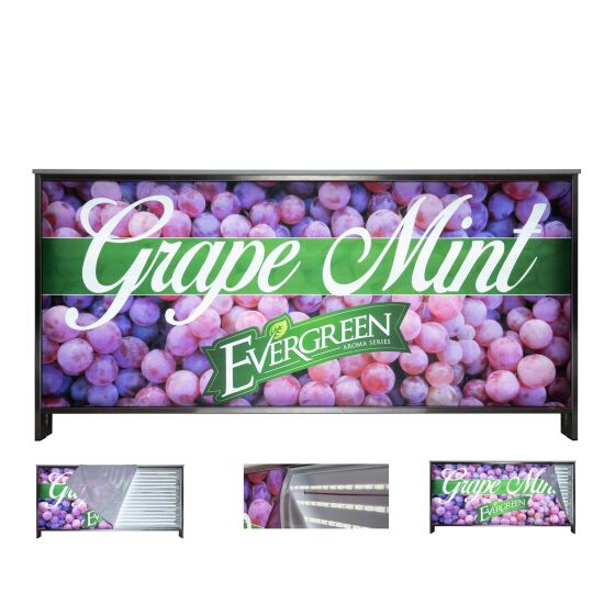 Folding counter with LED backlit display & print, 1.5 m PE granite