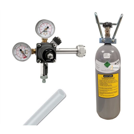 Umbauset für QUOOKER CUBE Druckminderer 7 bar, 3 m 1/4" Schlauch und 2 kg CO2 Flasche
