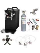 Black 2-line 55 l/h tap system Complete set with CO₂, clock, hoses & keg