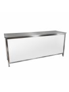 Ausgabetheke mit Edelstahloberfläche (glatt), 200x600x900mm, Edelstahlunterfütterung Weiß Sonderatikel mit Spülbecken und Kaltwasserhahn