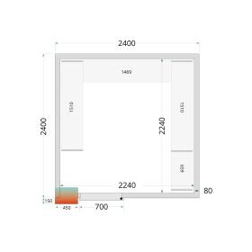 Tefcold Kühlzellen-Wandelemente 80 mm 1 Dreh-Volltür | CR 240x240x212 NF