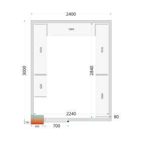 Tefcold Kühlzellen-Wandelemente 80 mm 1 Dreh-Volltür | CR 240x300x212 NF