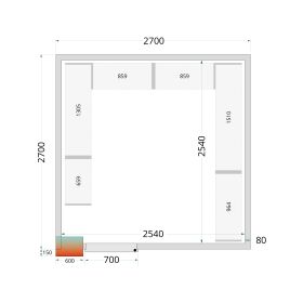 Tefcold Kühlzellen-Wandelemente 80 mm 1 Dreh-Volltür | CR 270x270x212 NF