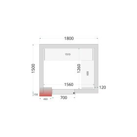 Tefcold Kühlzellen-Wandelemente 120 mm 1 Dreh-Volltür | CR 180x150x220