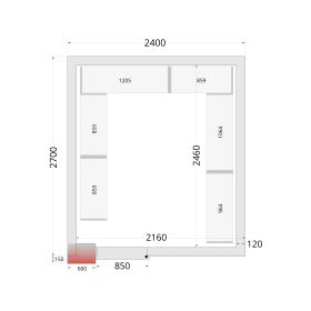 Tefcold Kühlzellen-Wandelemente 120 mm 1 Dreh-Volltür | CR 240x270x220 WD