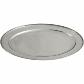 Oval serving plate, stainless steel, 25.4 x 18.3 cm (WxD)