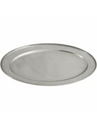 Oval serving plate, stainless steel, 25.4 x 18.3 cm (WxD)