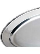Oval serving plate, stainless steel, 34.8 x 23.3 cm (WxD)