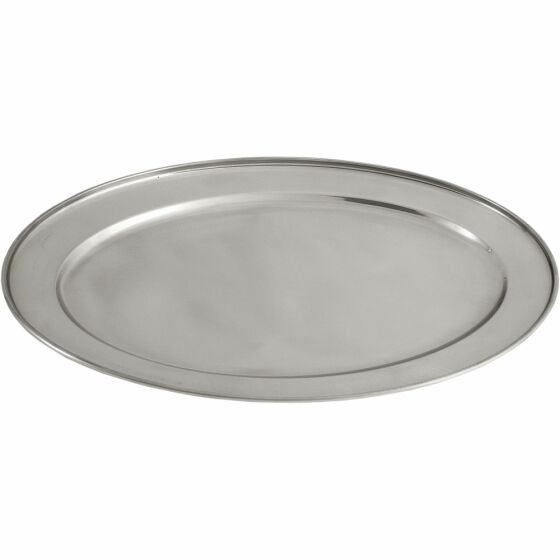 Oval serving plate, stainless steel, 39.2 x 26.2 cm (WxD)