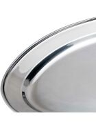 Oval serving plate, stainless steel, 39.2 x 26.2 cm (WxD)
