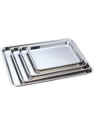 Stainless steel display tray, 34 x 26 x 2.5 cm (WxDxH)